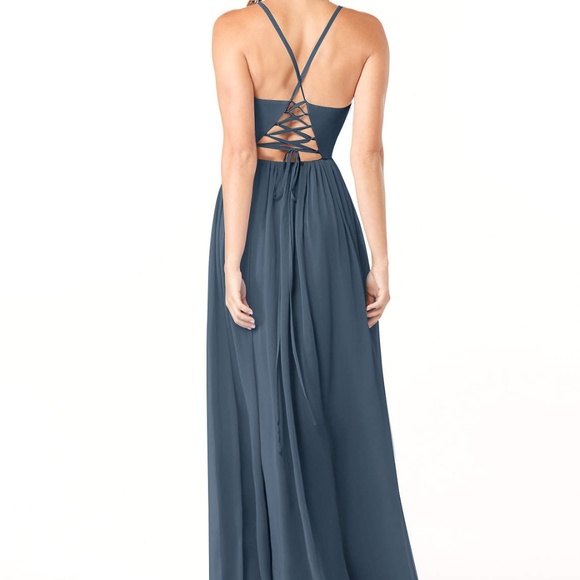 Slate Blue Chiffon Bridesmaid Dress - Picture 9 of 10